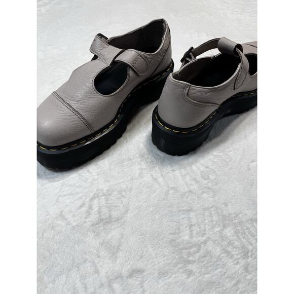 Dr Martens Bethan T-Strap Platform Mary Jane Shoes Pebble Grey Leather US W 10 - Picture 8 of 13